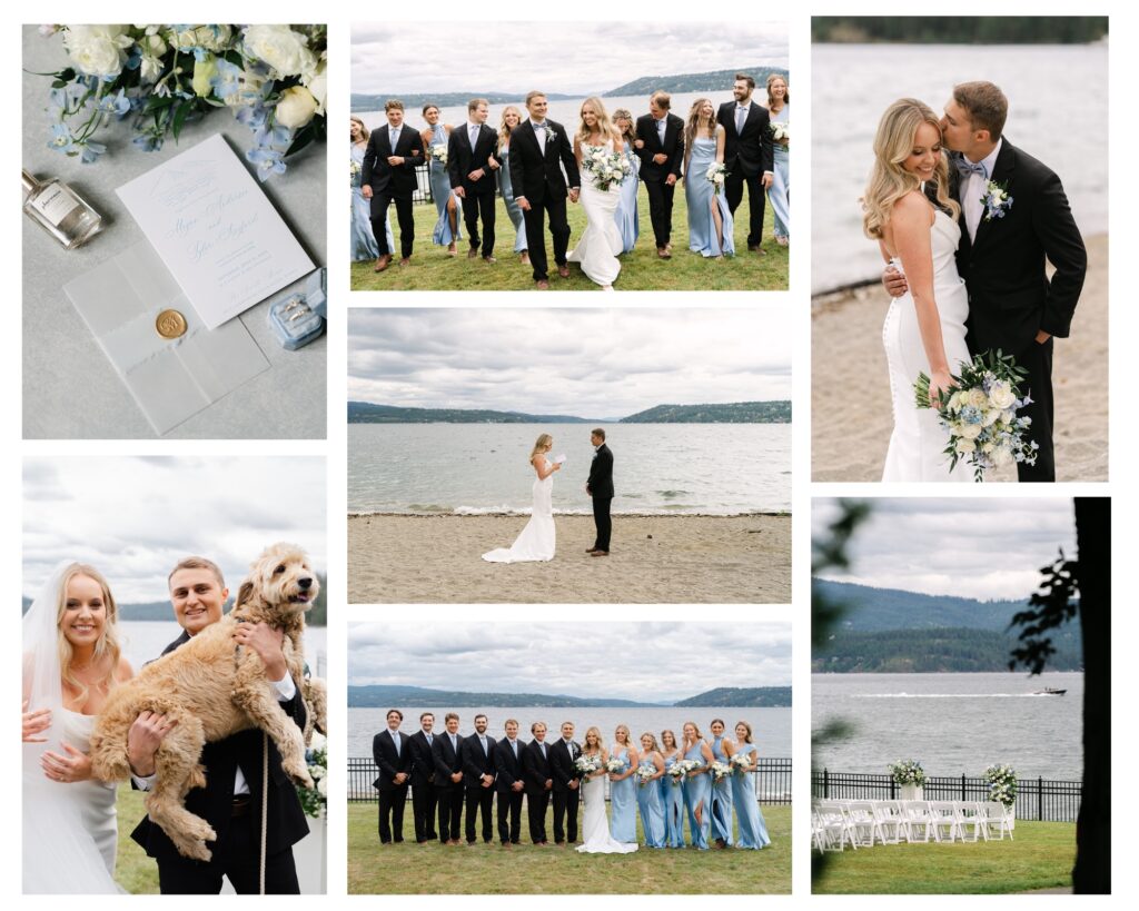 Jewett House wedding collage with couple photos