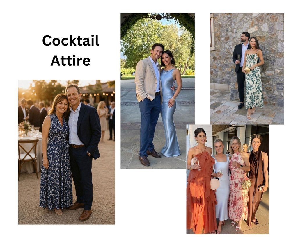 cocktail attire for wedding examples